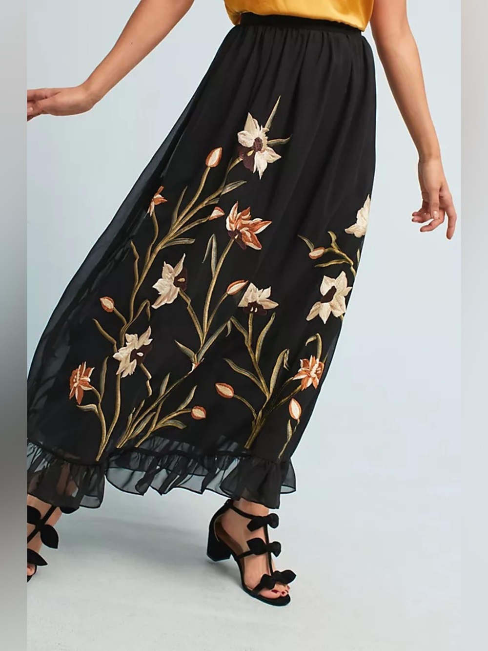 Anthropologie Varun Bahl embroidered maxi skirt